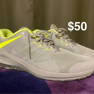 Nike Gray and Neon Yellow Men's Shoes